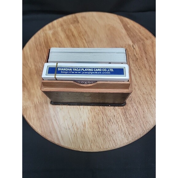 Vintage Wooden Playing Cards Box With 2 Decks Of Cards Made In Japan - Picture 7 of 9